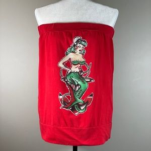 LUCKY13 Sailor Jerry-Inspired Mermaid Tube Top NWOT